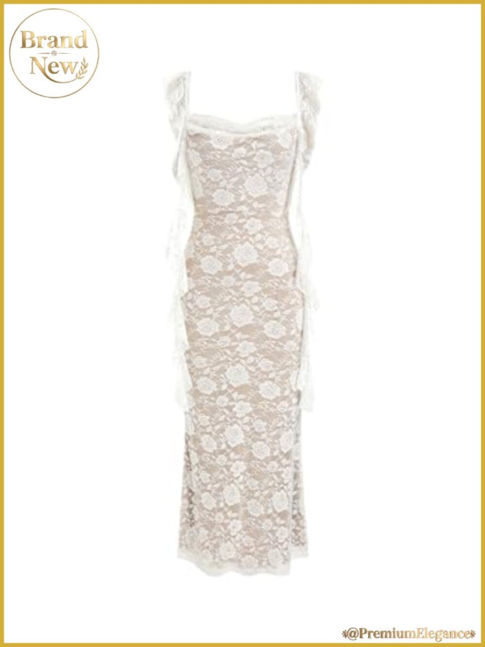 Women's Sleeveless Mesh Ruffle Maxi Formal Wedding Guest Dress